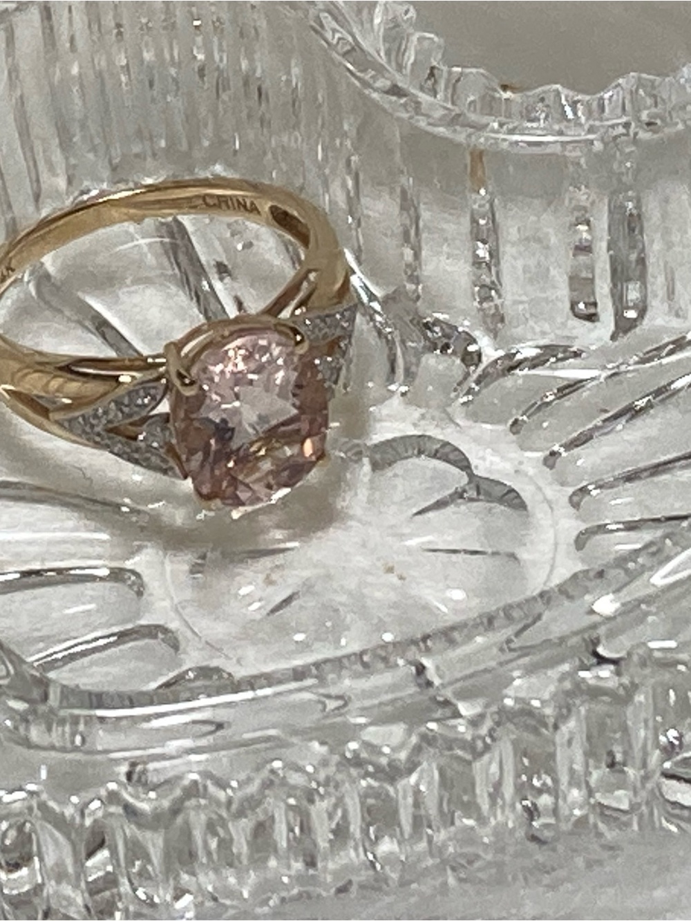 Morganite Centerstone 14k Gold Ring with Pavé